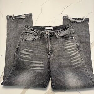 Risen Distressed Gray Ankle Jeans